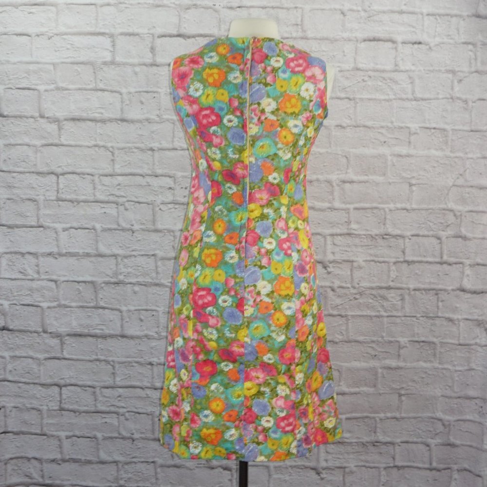 Vintage 60s Rainbow Floral Shift Dress - Picture 2 of 9